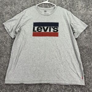 Levis Shirt Mens XL Gray Short Sleeve Logo Graphic Crew Neck Cotton Casual